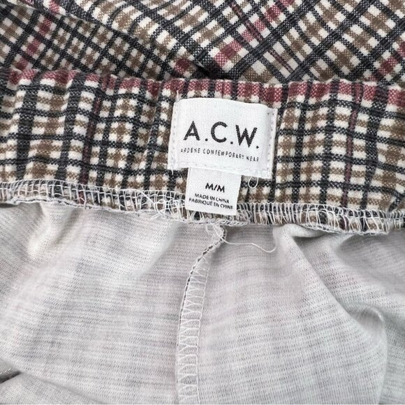 A.C.W. Pants cuffed bottom stripes picnic style Plaid Trousers - Picture 6 of 9